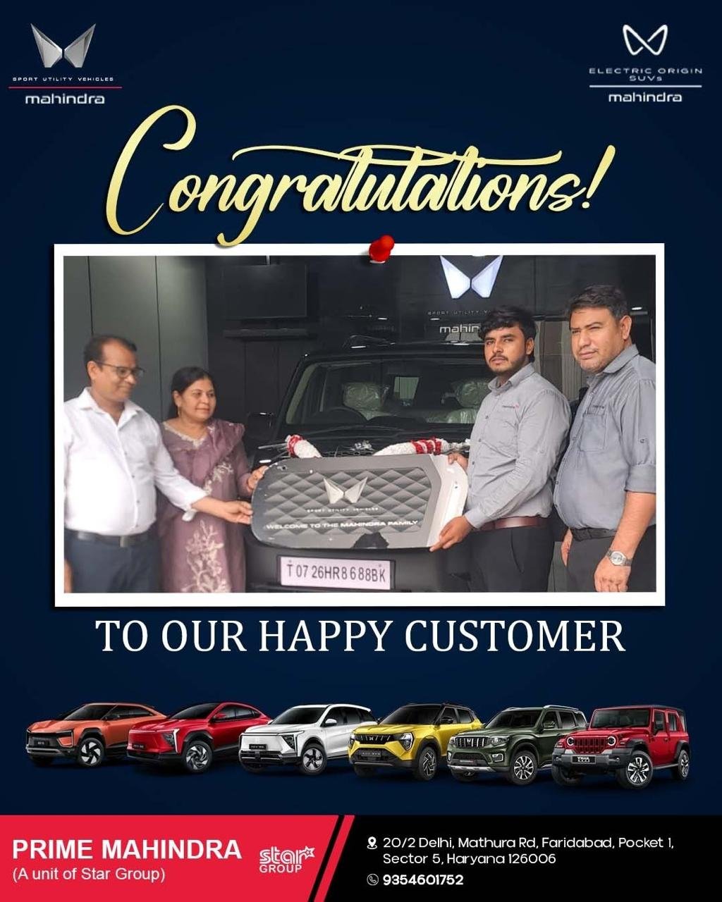 Prime Mahindra Delivery Pics