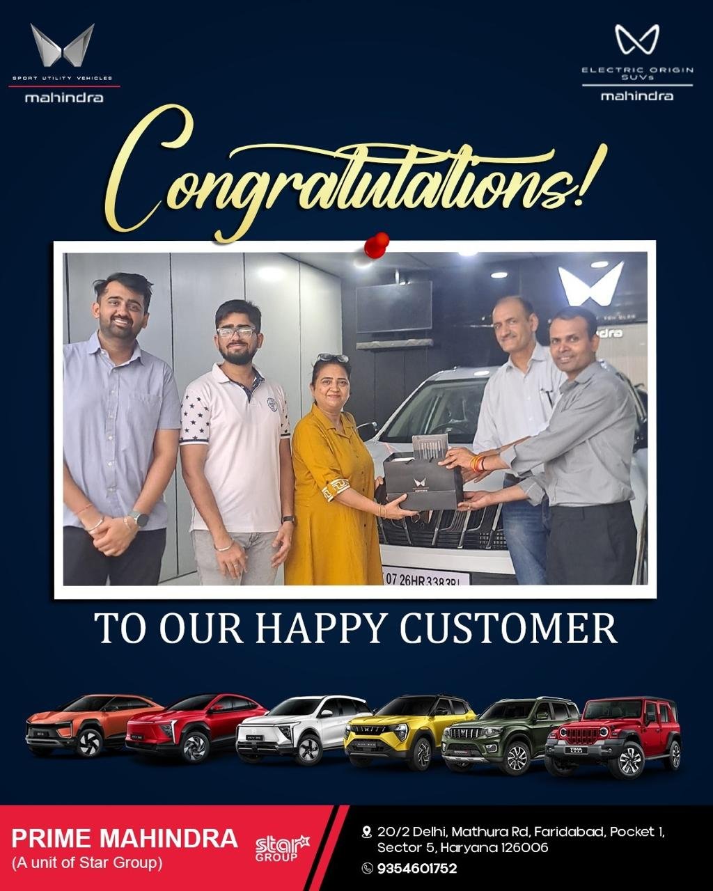 Prime Mahindra Delivery Pics