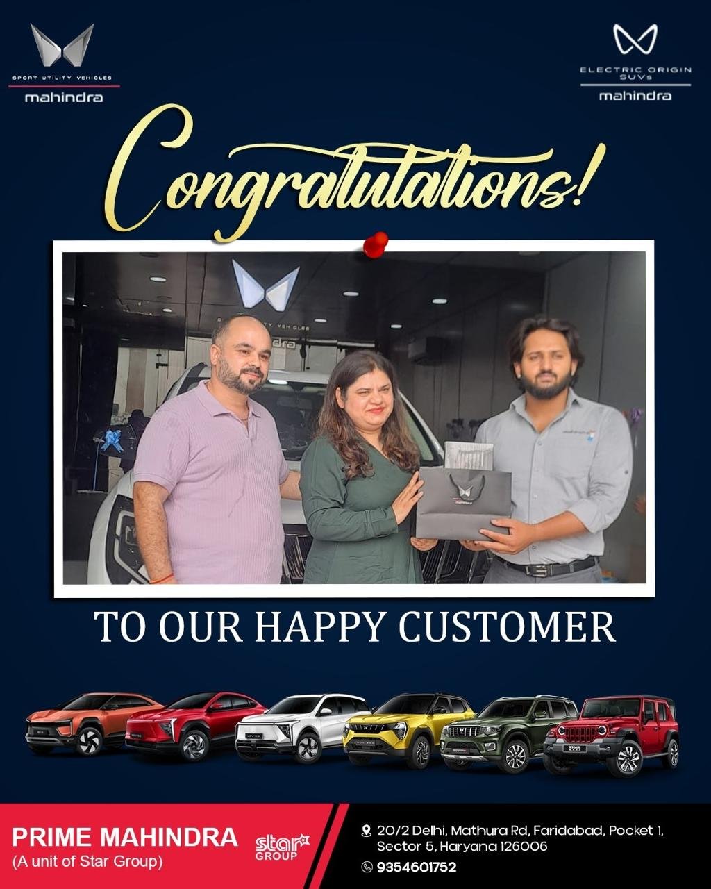 Prime Mahindra Delivery Pics